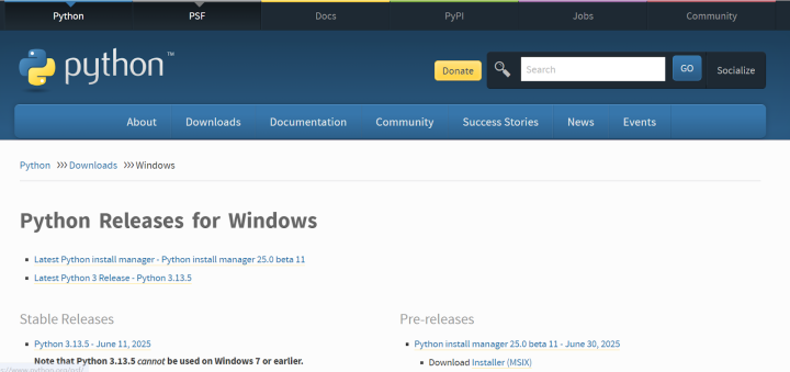 Install Python on Windows 10